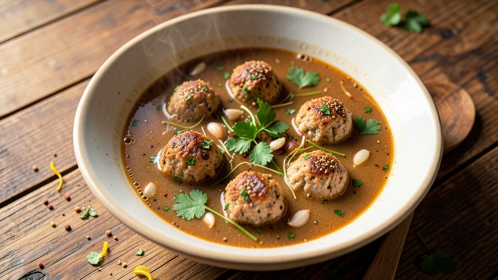 Albondigas Soup Recipe with Ground Turkey: Spiced Meatballs in Tomato-Basil Velouté