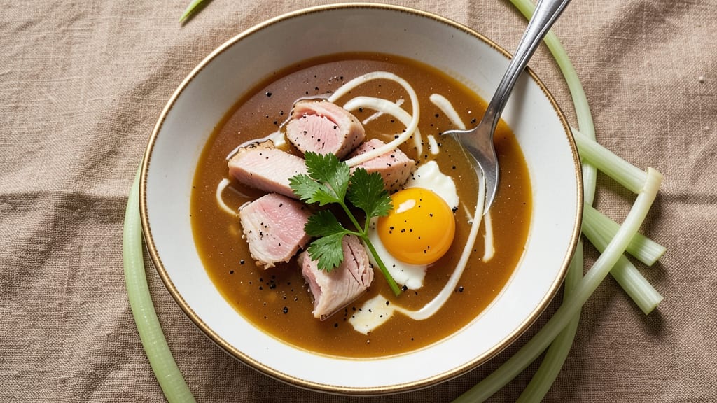 Albatross Soup Recipe: Silky Egg-Yolk Velout With Crisp Celery Crowns