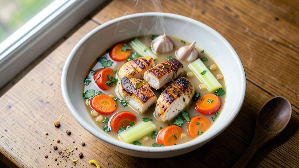 Award Winning Chicken Soup Recipe: Velvet Broth and Celery Crown Crunch