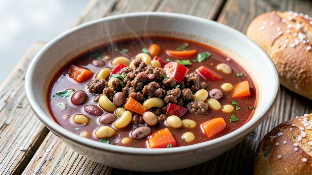 30-Minute Hamburger Minestrone Soup Recipe: Hearty, Meat-Packed Comfort in One Pot