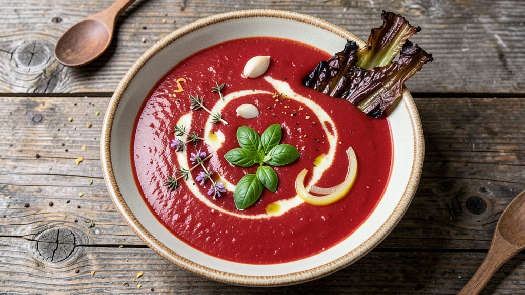 Beecher's Flagship Tomato Soup Recipe: Celery Crown Crunch and Herb-Infused Velout Harmony