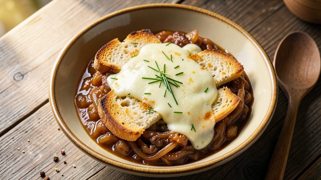 Bennigan's French Onion Soup Recipe: Crispy Celery Crowns Over Melty Gruyère