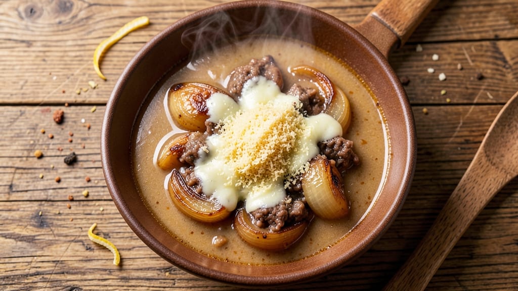 5 Onion Soup Recipe: Crispy Bread Crowns and Rich Garlic Velout