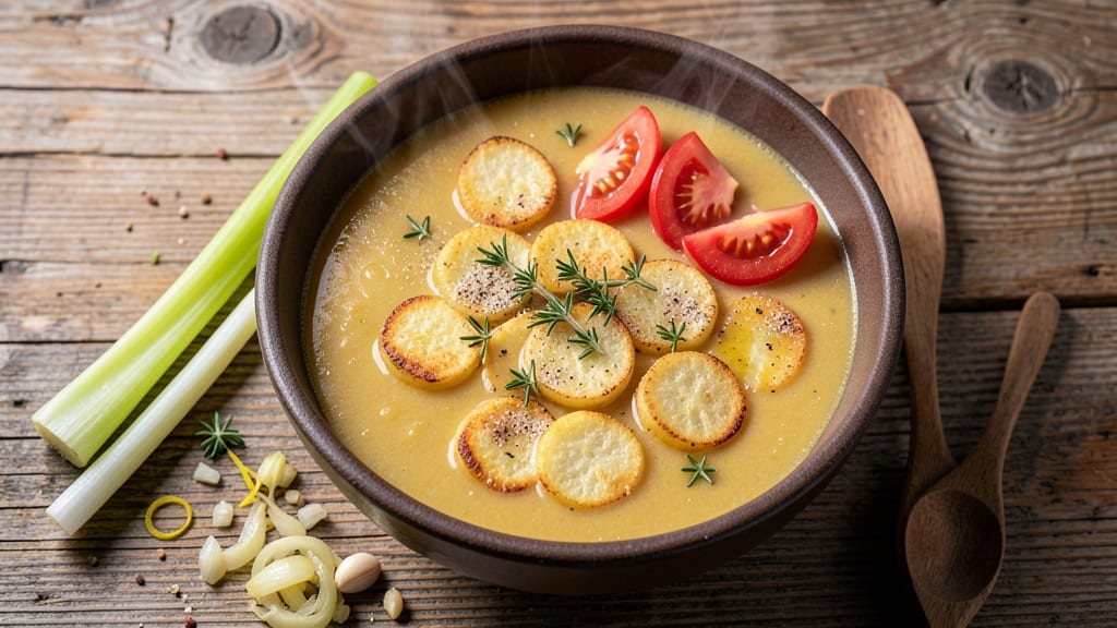 Alpine Soup Recipe: Mountain-Inspired Creamy Potato and Celery Crown Delight