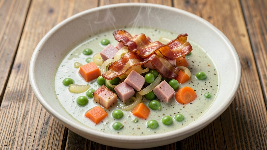 Andersen's Pea Soup Recipe with Ham: Smoky Bacon Bits and Velvety Green Bliss
