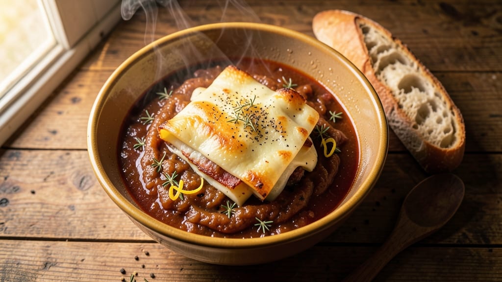 Bern's French Onion Soup Recipe: Crispy Topped Bread and Melty Gruyère Magic