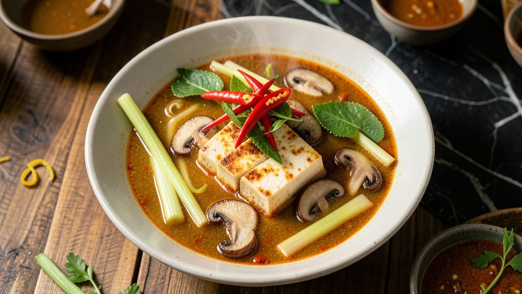 Authentic Vegetarian Tom Yum Soup Recipe: Spicy-Lemony Broth with Aromatic Herbs