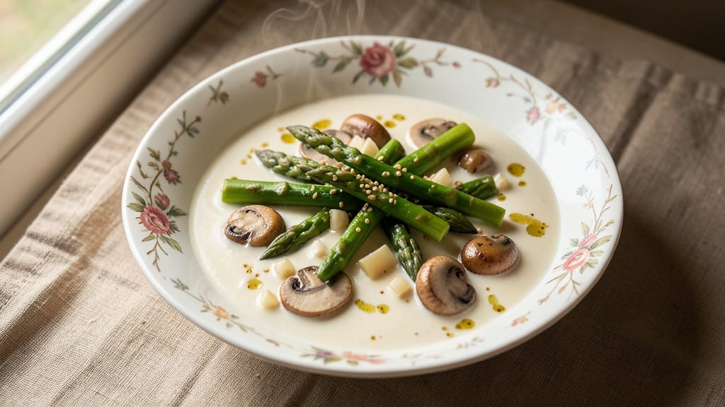 Asparagus and Cream of Mushroom Soup Recipe: Spring Greens and Earthy Mushroom Harmony