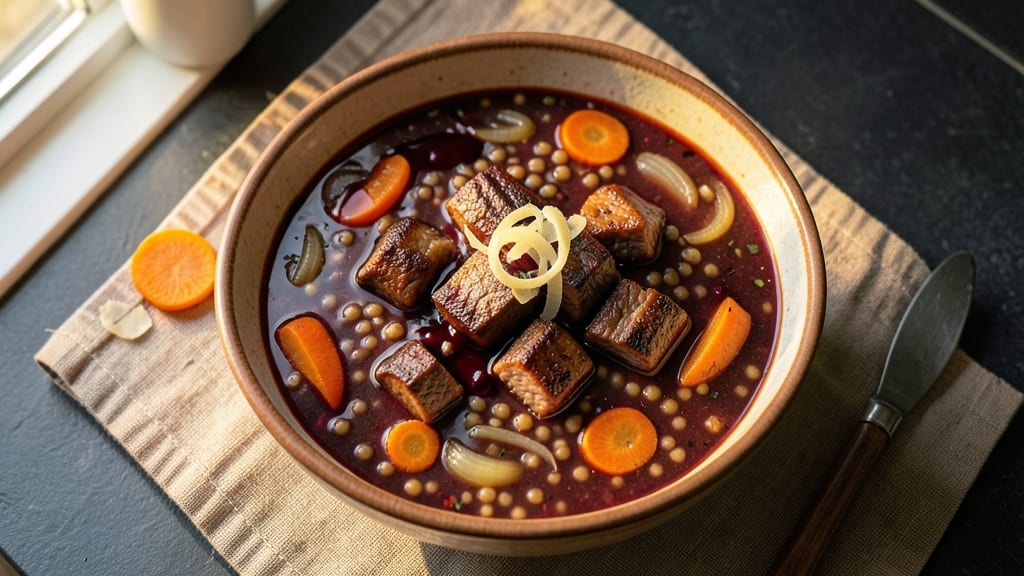 Beef Barley Soup Recipe With Red Wine: Deep-Red Wine Richness and Hearty Barley Bites