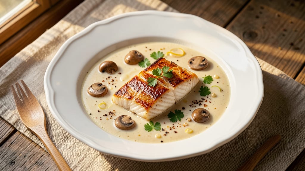 Baked Fish With Cream Of Mushroom Soup Recipe: Flaky White Fish Enveloped in Rich Velout Sauce