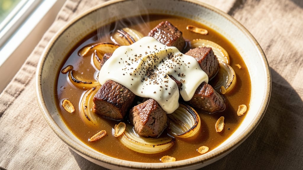 Beef Roast Onion Soup Recipe: Deep-Caramelized Onions and Savory Beef Velouté