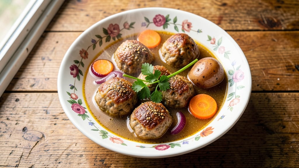 Armenian Meatball Soup Recipe: Spiced Lamb Bites in Warm Herb Broth