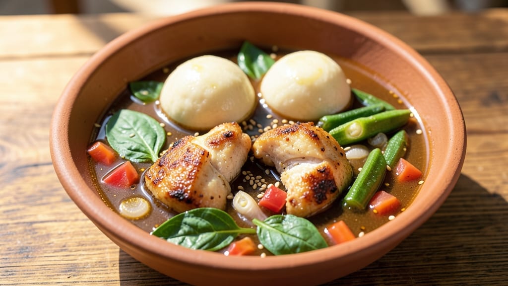 African Fufu and Soup Recipe: Hand-Pulled Starch Meets Hearty Leafy Stew