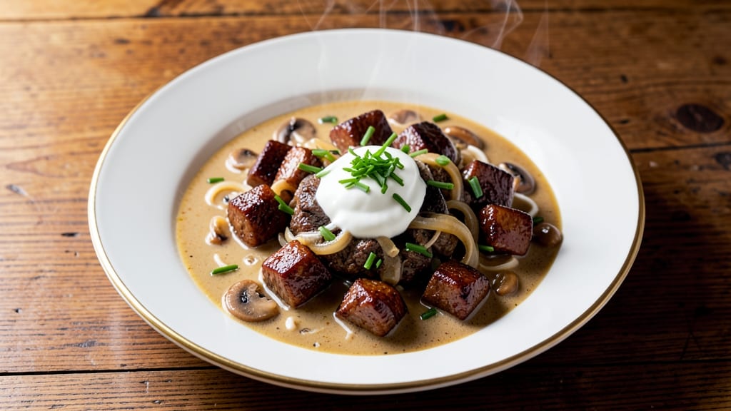 Beef Stroganoff Recipe With Cream of Mushroom Soup and Sour Cream: Velvety Mushroom Sauce With Tender Beef