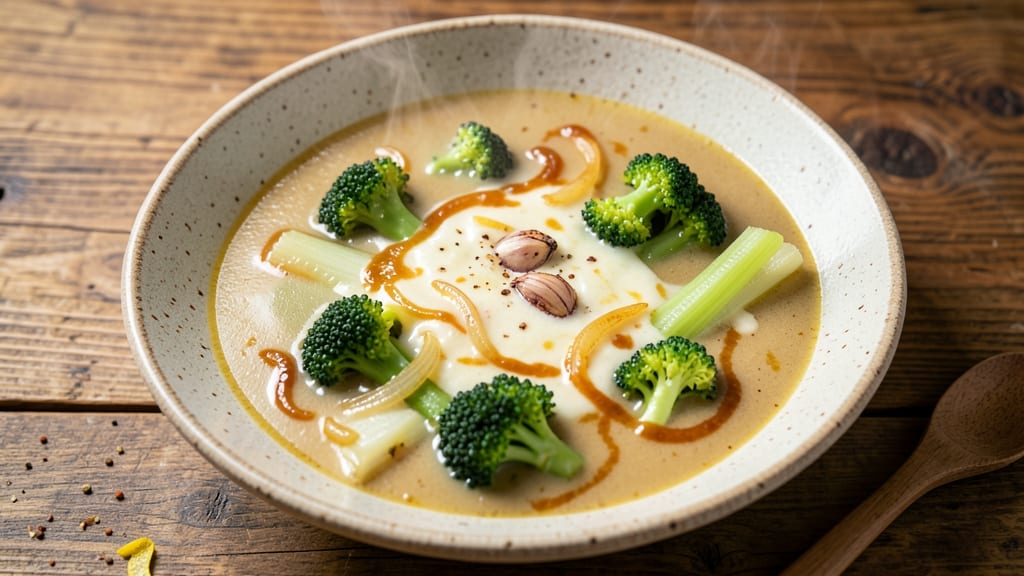 Bear Creek Deluxe Cheddar Broccoli Soup Recipe: Velvety Cheese Velout With Crisp Celery Crowns